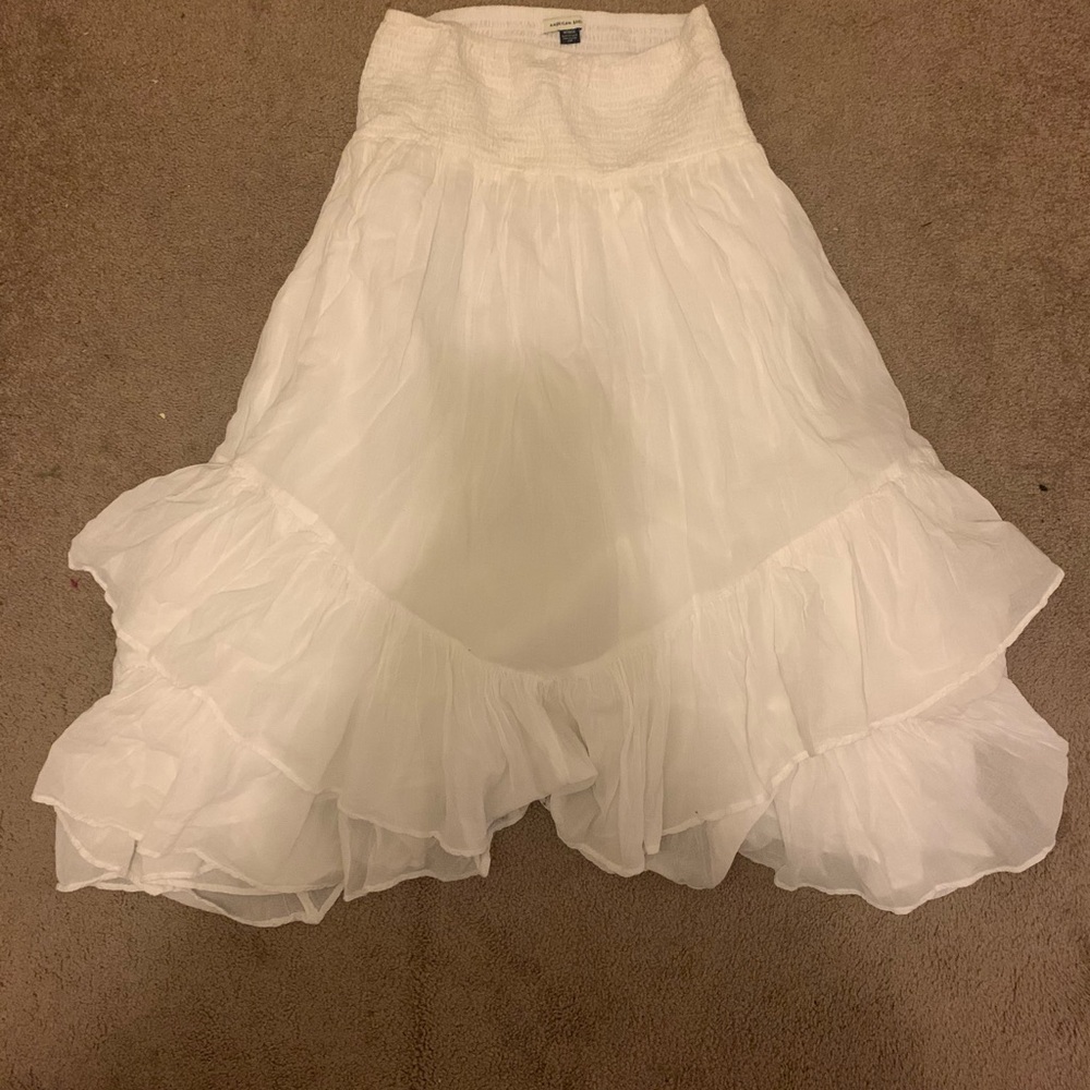 American Eagle Outfitters White Ruffled A-Line Skirt
